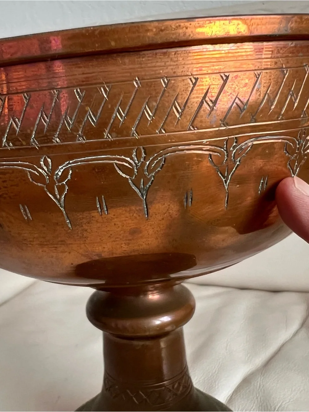 Copper-Tone Decorative Pedestal Bowl - Metallic Brown